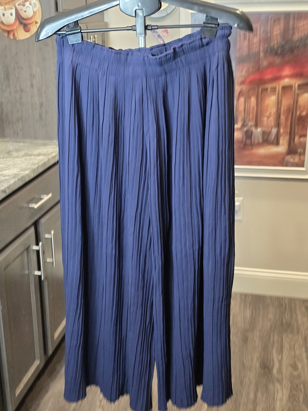 Navy Pleated Swim Coverup Skirt with Elastic Waist